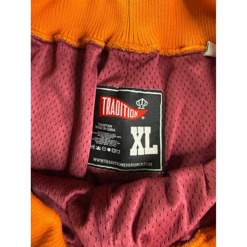 Tradition Virginia Tech Hokies Basketball Shorts Men XL Maroon Orange Mesh - Picture 4 of 9